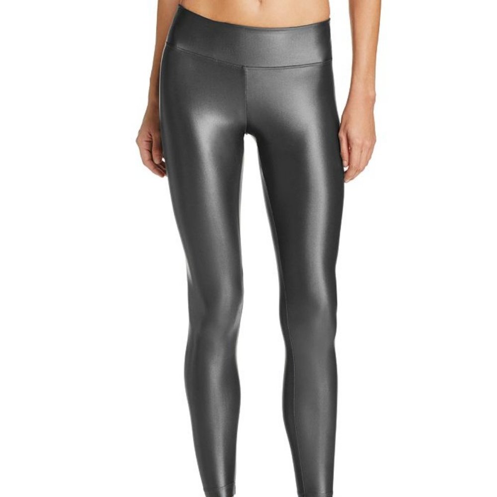 Koral Lustrous Coated Leggings in Gunmetal - Size S